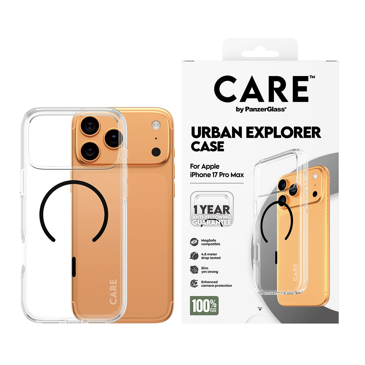 CARE by PanzerGlass® Urban Explorer Case Transparent w. Black MagSafe iPhone 17 Pro Max
